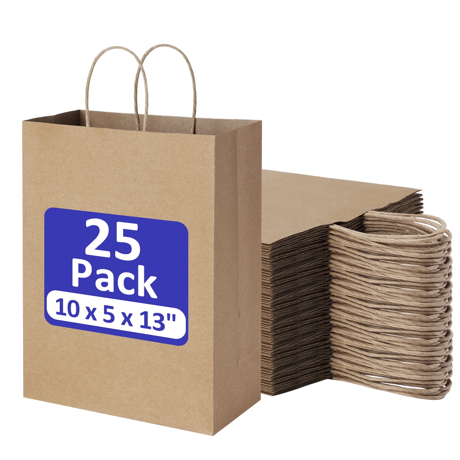 BagDream Recyclable Paper Bags 10x5x13 25Pcs Brown Kraft Paper Gift Bags, Shopping Bags, Merchandise Bags, Retail Bags, Party Bags, Gift Bags with Handles
