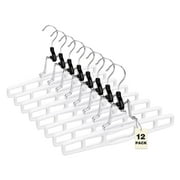 BagDream 12 Pack Plastic Skirt Hangers for Women Men, 11 Inch Space Saving Pant Hangers with Locking Clasp, Heavy Duty Clamp Hangers for Pants Jeans Shorts