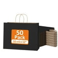 thumbnail image 1 of BagDream 50 Pack Large Kraft Paper Bags with Handles 16x6x12 Inch Black Paper Bag Kraft Shopping Bags for Business Merchandise Wedding Party Favor Bag, 1 of 9
