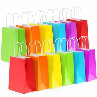 32 Pcs Gift Bags With 32 Tissues, 8 Colors Party Bags With Handles, 13.2  Large Size Rainbow Goodie Bags For Wedding, Birthday, Party Supplies And Gif