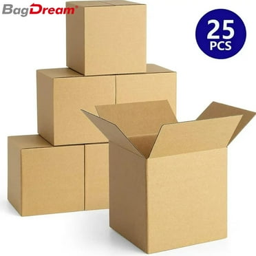 BagDream 25 4x4x4 Cardboard Paper Boxes Brown Corrugated Carton Small Shipping Boxes for Small Bussiness, Packing and Mailing