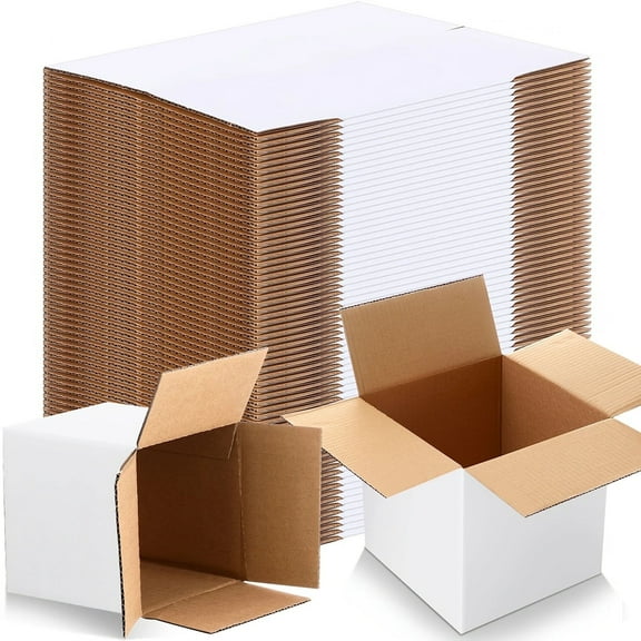 BagDream 4x4x4 Small Shipping Boxes White Corrugated Cardboard Paper Boxes for Small Bussiness, Packing and Mailing, 25 Pack