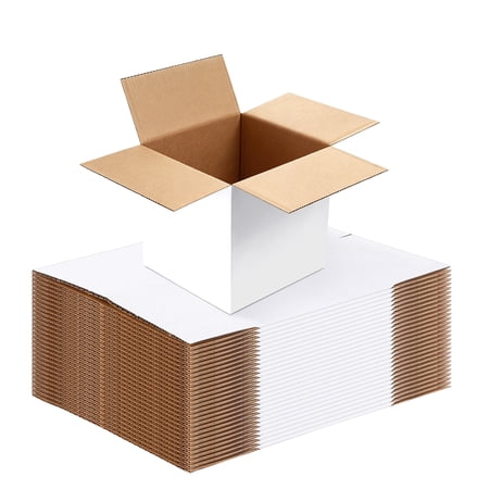 BagDream 4x4x4 Small Shipping Boxes White Corrugated Cardboard Paper Boxes for Small Bussiness, Packing and Mailing, 25 Pack