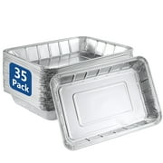 BagDream 35 Pack Half Size Aluminum Pan 9x13 Heavy Duty Disposable Foil Pans for Baking, Catering, Table, Food