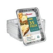 BagDream 35 Pack Half Size Aluminum Pan 9x13 Heavy Duty Disposable Foil Pans for Baking, Catering, Table, Food
