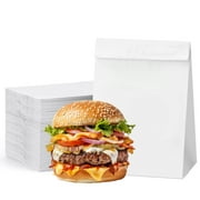 BagDream 4lb Kraft Paper Lunch Bags 5x2.95x9.45" White Paper Bags Disposable Lunch Snacks Bags Grocery Bags, Pack of 100