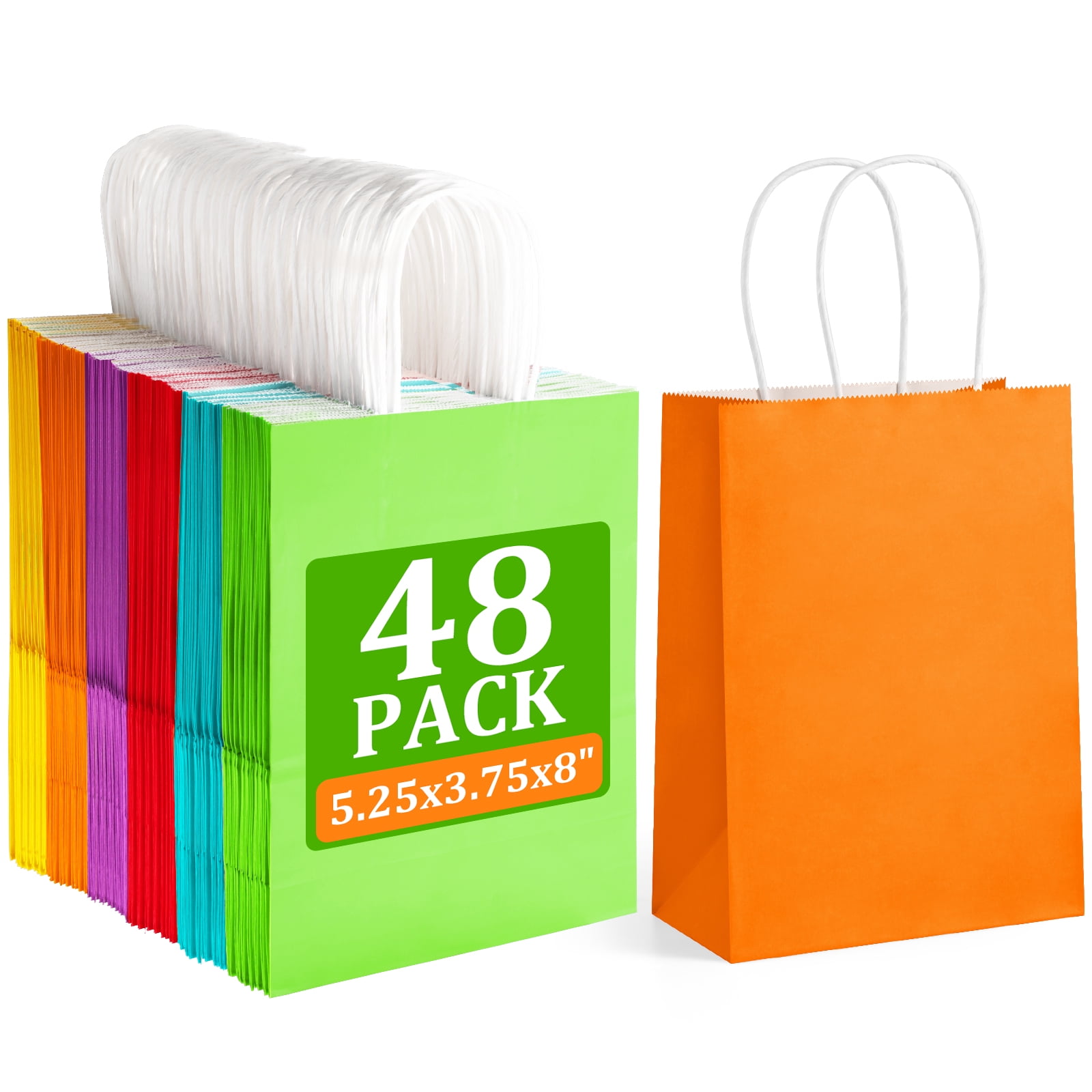 BagDream 48 Pieces Kraft Paper Party Favor Bags, 6 Colors Small Gift