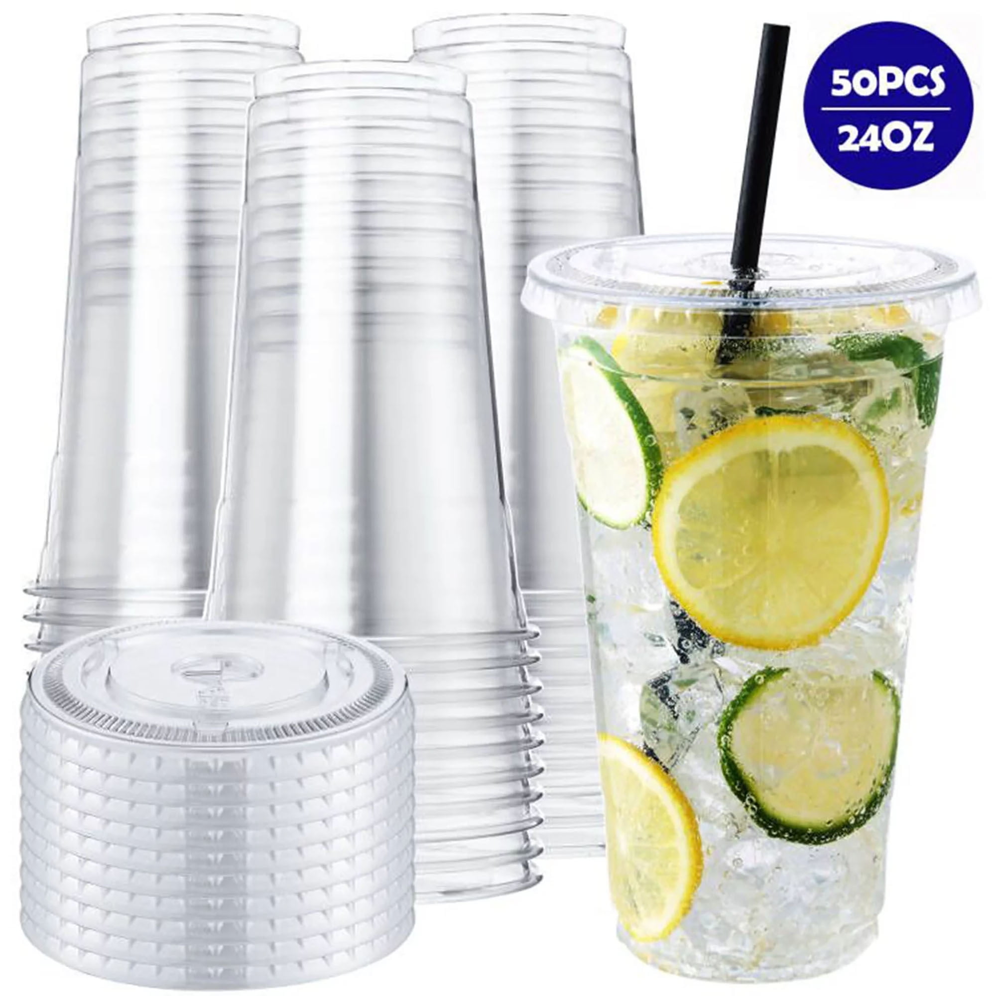 100pcs Disposable Plastic Cups Large 16 oz Cup Cold Party Cups premium,  Durable 