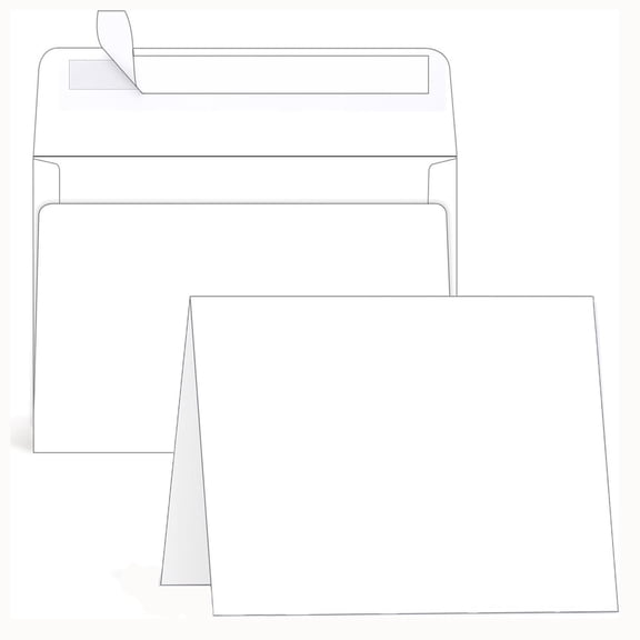 BagDream 50 Pack Blank White Cards and Envelopes 5x7 Heavyweight Folded Cardstock A7 Envelopes Printable Self Seal for Invitations, Wedding, Graduations, Thank You Cards, Mailing