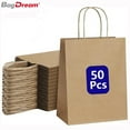 thumbnail image 1 of BagDream Brown Paper Gift Bags with Handles 8x4.25x10.5 Kraft Paper Bags Medium Shopping Bags for Father's Day, Graduation, Birthday Party and Baby Shower, Pack of 50, 1 of 8