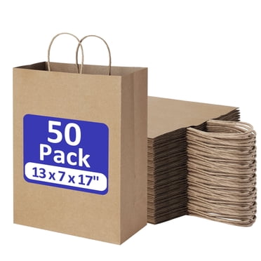 BagDream 100 Pack Navy Blue Gift Bags, 8x4.25x10.5 Kraft Paper Bags ...