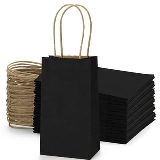 Sdootjewelry Black Gift Bags, 50 Pack Black Paper Bags Kraft Bags with  Handles, 7.5 x 3.1 x 10.2 Matte Wrapping Bags, Paper Bags for  Merchandise