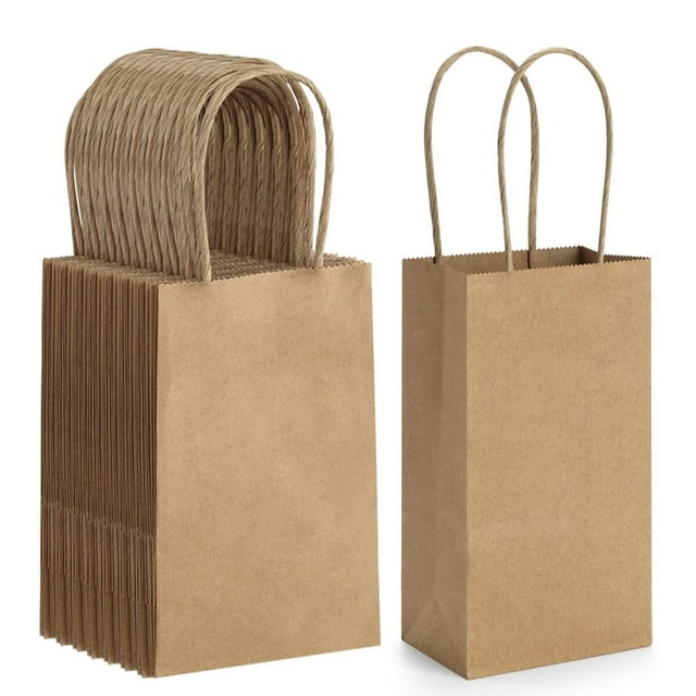 BagDream 50Pcs Small Brown Kraft Paper Bags Mini Gift Bags with Handles