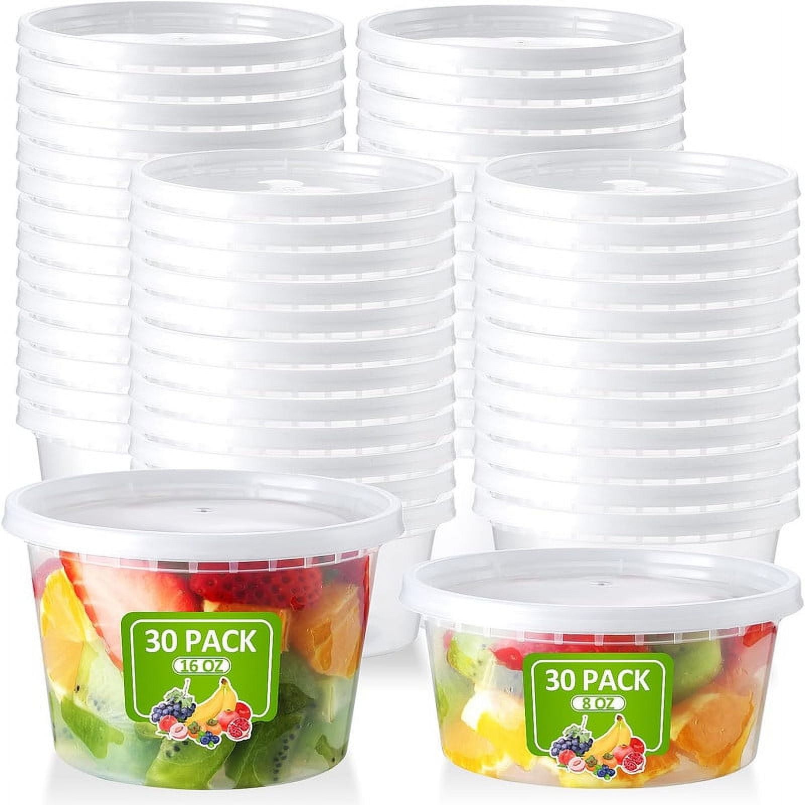 BagDream 60 Set Deli Containers with Lids 8oz 16oz Food Storage