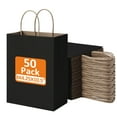 thumbnail image 1 of BagDream 50 Pack Paper Gift Bags, 8x4.25x10.5 Black Kraft Paper Bags with Handles Bulk for Shopping Bags Retail Merchandise Bags Grocery Bags Takeout Bags, 1 of 8