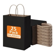 BagDream 25 Pack Paper Gift Bags, 8x4.25x10.5 Black Kraft Paper Bags with Handles Bulk for Shopping Bags Retail Merchandise Bags Grocery Bags Takeout Bags