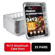 BagDream 9x13" Disposable Aluminum Foil Cake Pans Heavy Duty Tin Foil Pans Half Size for Baking, Meal Prep and Freezer, Takeout, 35 Count