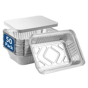 BagDream Disposable Aluminum Pans with Lids Small Aluminum Foil Pans Tin Foil Baking Pans, 8x6", 50 Pack