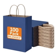 BagDream 100 Pack Navy Blue Gift Bags, 8x4.25x10.5 Kraft Paper Bags with Handles Bulk for Shopping Bags Retail Merchandise Bags Grocery Bags Takeout Bags