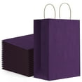 thumbnail image 1 of BagDream 25Pcs Purple Gift Bags with Handles Medium Size Kraft Paper Bags for Birthday, Wedding, Retail, 8x4.25x10.5", 1 of 9