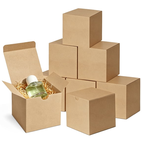 BagDream 50 Pack Small Brown Gift Boxes with Lids, 4x4x4" Pop-Up Easy Assembly Gift Boxes for Presents, Bridesmaids Proposal, Mugs, Ornaments, Favors