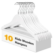 BagDream Wooden Baby Hangers for Closet, 20 Pack Kids Wooden Hangers for Baby Clothes, Heavy Duty Wood Toddler Coat Hanger with Chrome Hook, 12.75 inch, White