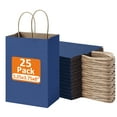 thumbnail image 1 of BagDream 25Pcs 5.25x3.75x8 Navy Blue Small Gift Bags Kraft Paper Bags with Handles Bulk for Shopping, Wedding, Merchandise, Birthday, Business, 1 of 8