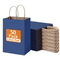 thumbnail image 1 of BagDream 50Pcs Navy Blue Paper Gift Bags, 5.25x3x8inch Small Paper Bags with Handles Bulk for Shopping, Birthday, Wedding, Father's Day, Merchandise, and Business Party, 1 of 9