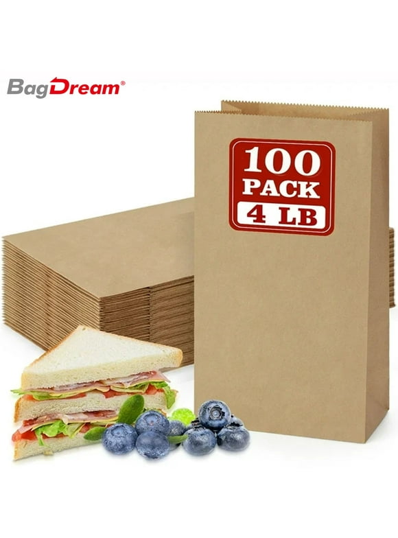 50 Count - White Paper Bags For Packing Lunch & Snacks - Blank White Lunch Bags Paper For Arts & Crafts Projects