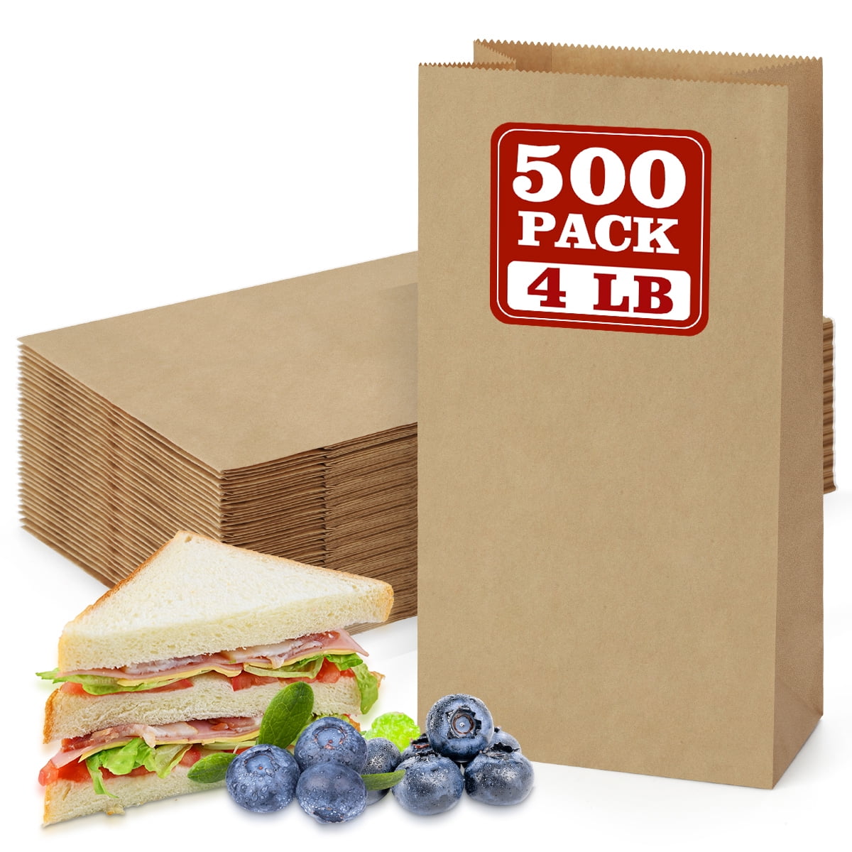BagDream Paper Lunch Bags 4lb 500 Pack Brown Paper Bags 5x2.95x9.45