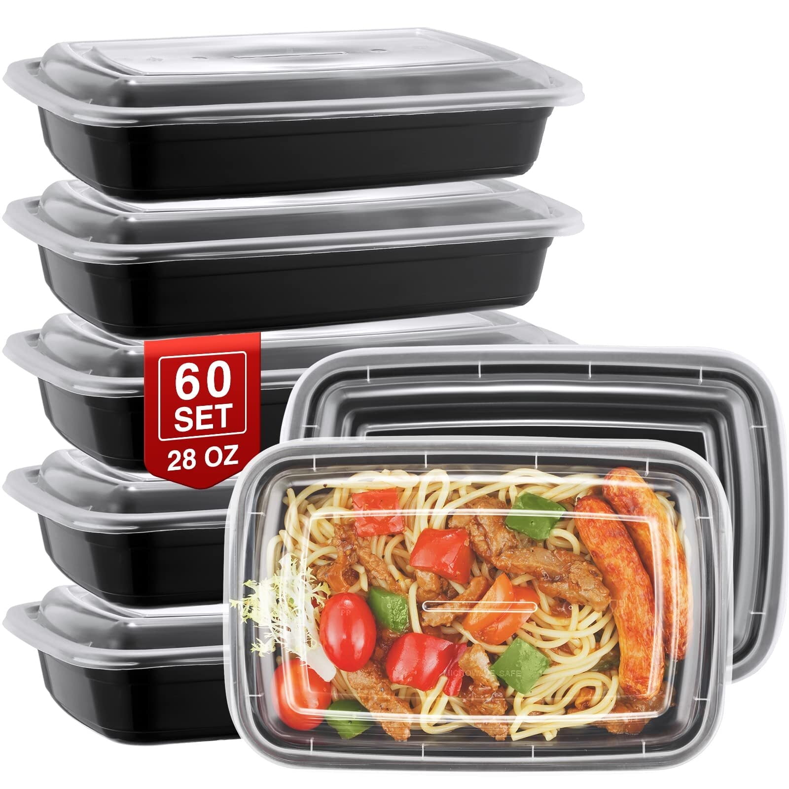 48oz (9 inch Round) Black Meal Prep Containers. - Pak-Man Packaging
