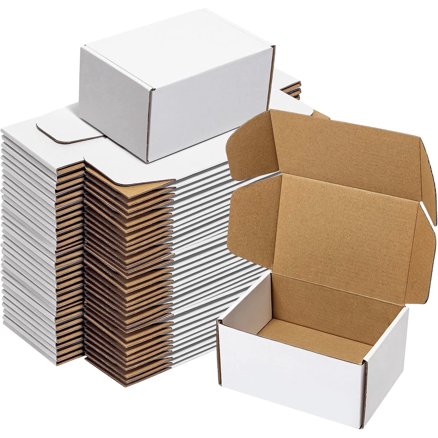 BagDream Shipping Boxes 6x4x3 Inches Small Mailing Boxes 25 Pack White Cardboard Corrugated Box Mailers