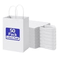 thumbnail image 1 of BagDream 50Pcs White Paper Gift Bags, 5.25x3x8inch Small Paper Bags with Handles Bulk for Shopping, Birthday, Wedding, Merchandise and Business Party, 1 of 8