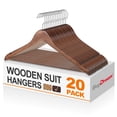 thumbnail image 1 of BagDream Wooden Coat Hangers 20 Pack Walnut Wood Suit Clothes Hangers with Non Slip Pant Bar & 360° Swivel Hook, 1 of 8