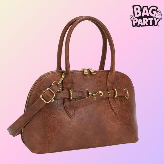 BagParty 2025 Vegan Leather Satchel Handbag for Women, Elegant Top Handle Purse with Crossbody Strap, Large Capacity Work & Weekend Bag for Winter Fashion