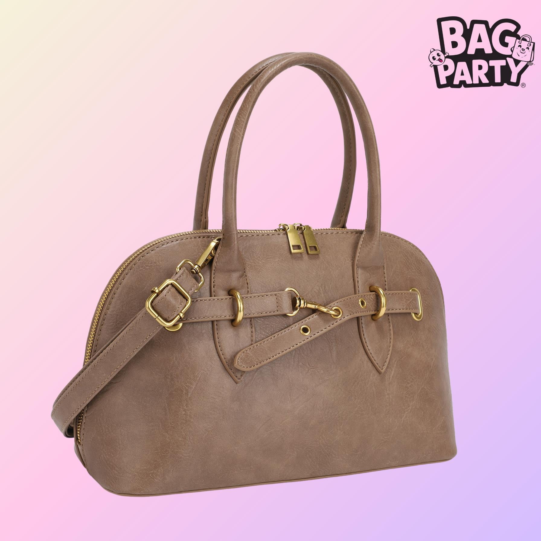 BagParty 2025 Vegan Leather Satchel Handbag for Women, Elegant Top Handle Purse with Crossbody Strap, Large Capacity Work & Weekend Bag for Winter Fashion