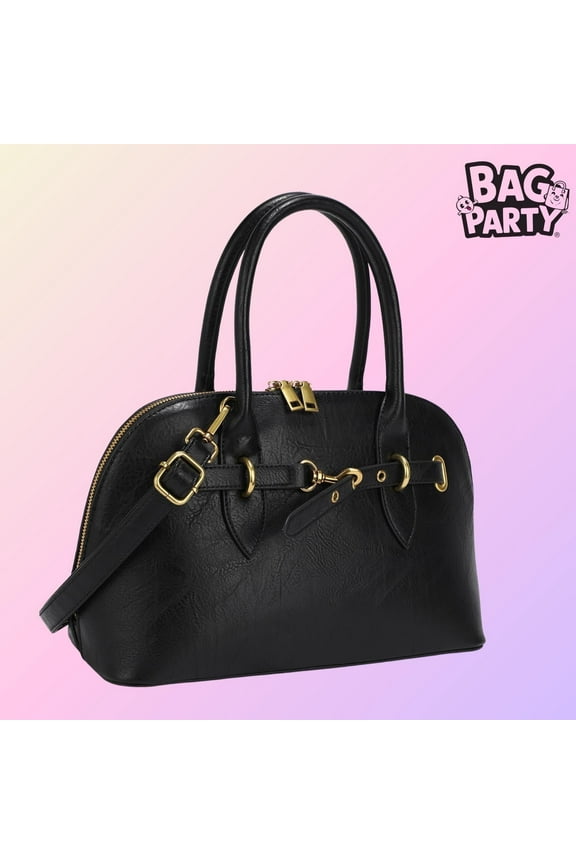 BagParty 2025 Vegan Leather Satchel Handbag for Women, Elegant Top Handle Purse with Crossbody Strap, Large Capacity Work & Weekend Bag for Winter Fashion