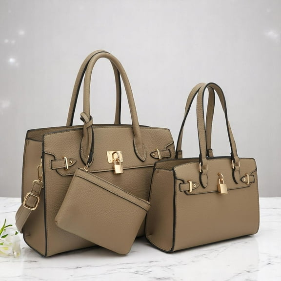 BagParty 3-Piece Vegan Leather Handbag Set, Fashion Tote Bag with Crossbody Bag and Extra Pouch, Women's Musthave Bag for Fall, Winter and Holiday
