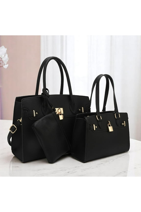 BagParty 3-Piece Vegan Leather Handbag Set, Fashion Tote Bag with Crossbody Bag and Extra Pouch, Women's Musthave Bag for Fall, Winter and Holiday
