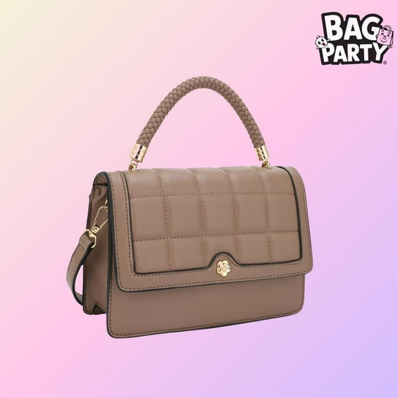 BagParty Elegant Quilted Crossbody Bag for Women with Braided Handle and Flower Clasp, Stylish Shoulder Purse for Girls’ Birthday or Holiday Gift