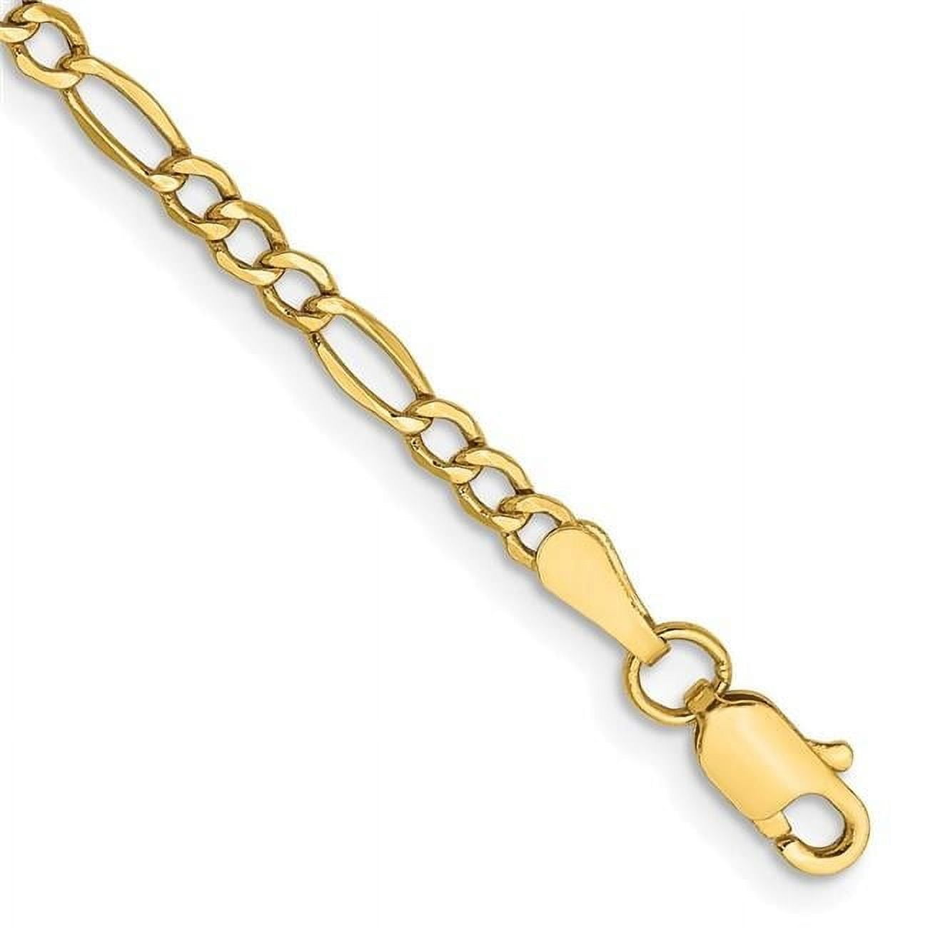 Bagatela 10K Yellow Gold 10 Inch 2.5 mm Semi-Solid Figaro Chain Anklet