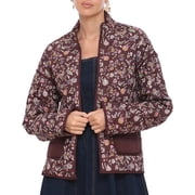 Bagatelle BROWN DITSY FLORAL Womens Quilted Jacket, US X-Large