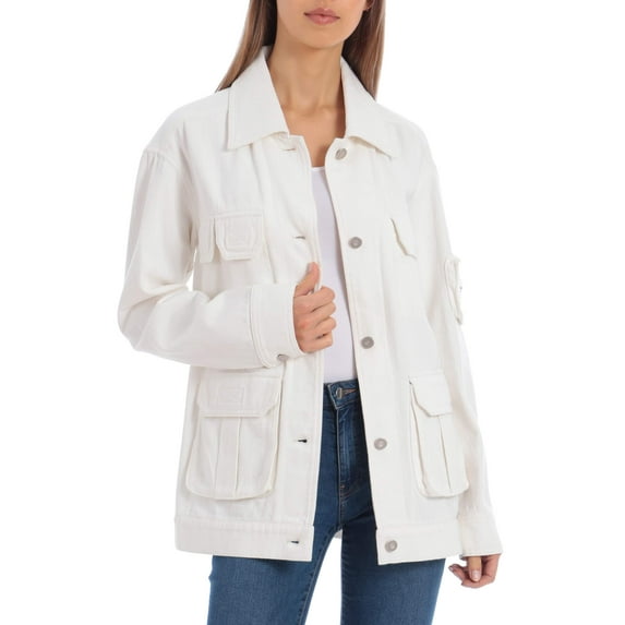 Bagatelle Women's White Oversized Trucker Jacket