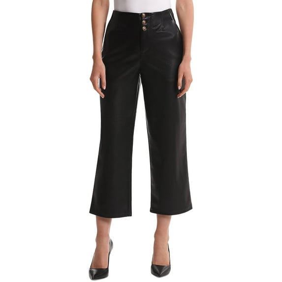 Bagatelle Womens Faux Leather High Rise Wide Leg Pants