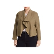 Bagatelle Womens Plus Wide Lapel Drape Front Jacket Green 1X