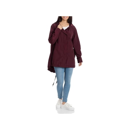 Bagatelle Womens Water Repellent Spring Packable Rain Coat Red L
