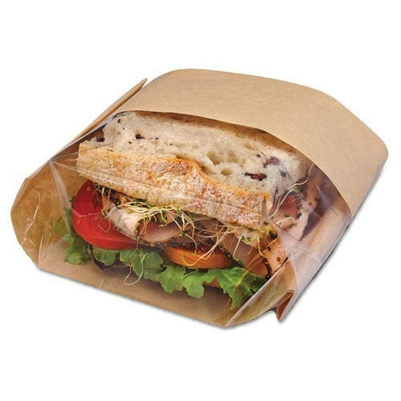 Bagcraft Dubl View Sandwich Bags, 2.35 mil, 9.5" x 2.75", Natural Brown, 500/Carton -BGC300094