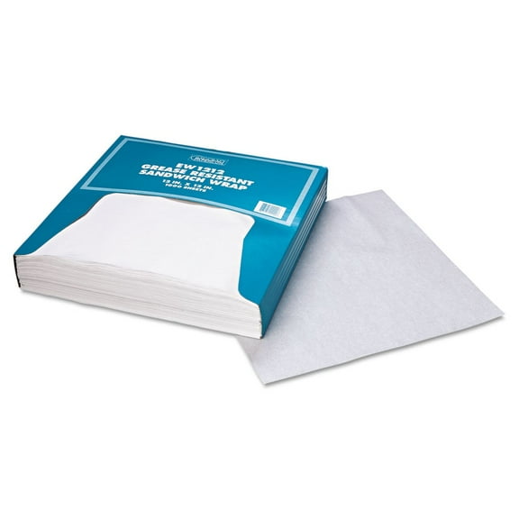 Bagcraft Grease-Resistant Paper Wrap/Liner 12 x 12 White 1000/Box 5 Boxes/Carton 057012
