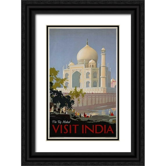 Bagdatopoulus, William Spencer 13x18 Black Ornate Wood Framed with Double Matting Museum Art Print Titled - Visit India, The Taj Mahal