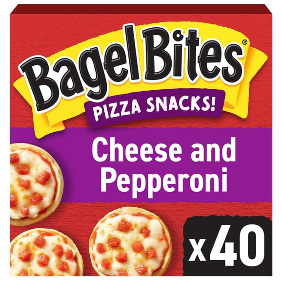 Bagel Bites Mini Pizza Bagel Frozen Snacks, 1 Box, for After-School and Late Night Snacking, Cheese and Pepperoni, No High-Fructose Corn Syrup and No Artificial Flavors, 40 Count